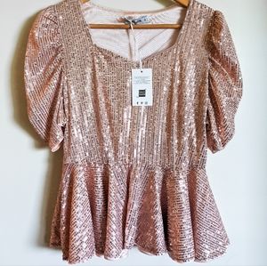 BNWT Sequin Peplum Top